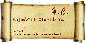 Hajmási Cipriána névjegykártya